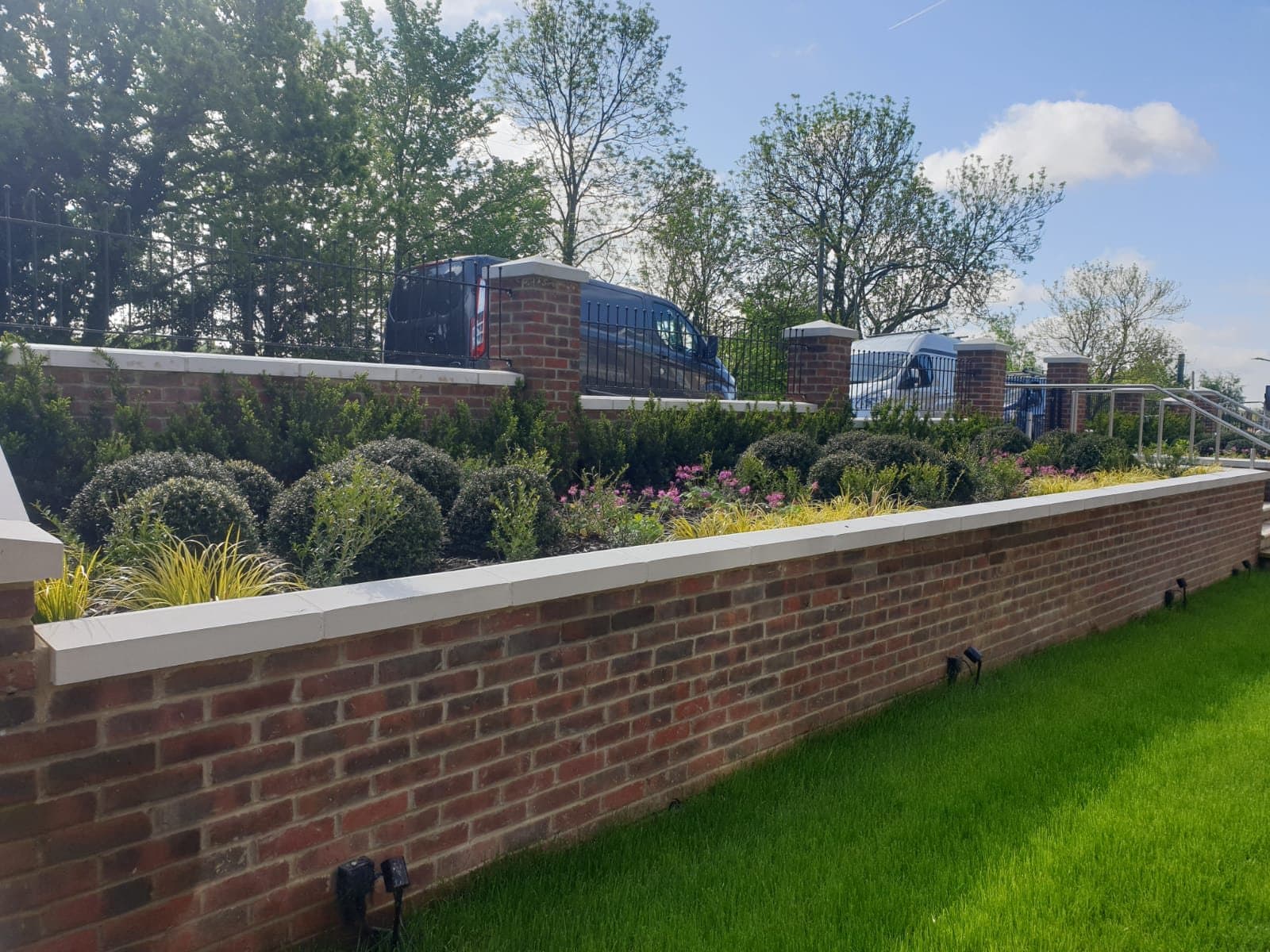Completed grounds and planting on a housing development